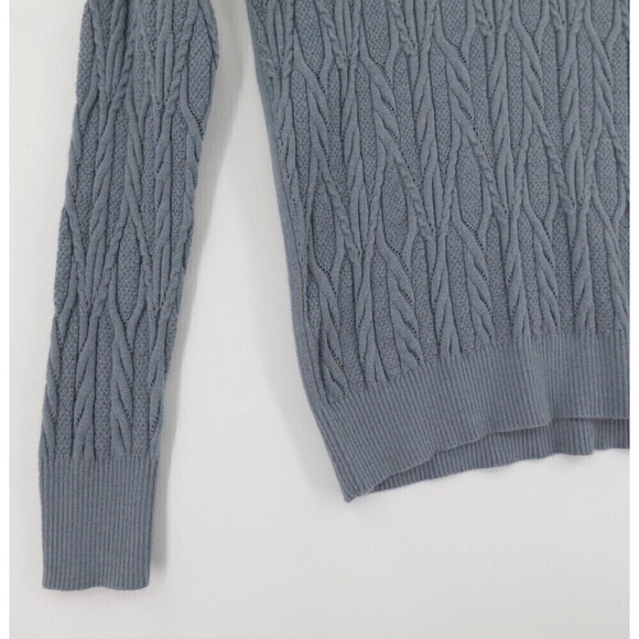 E3 by Etcetera Sweater Womens XS Blue Cable Knit Wool-Blend V-Neck - Picture 4 of 14